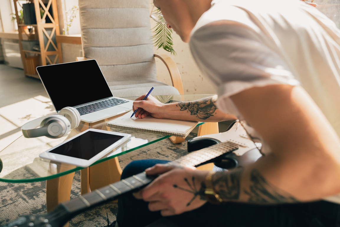 Man Studying Online Course at Home 